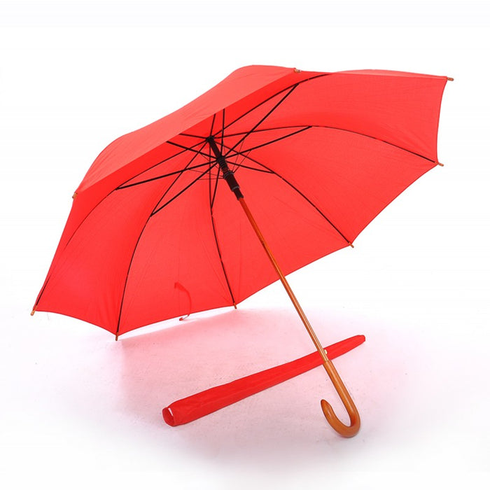 Real Wooden Shaft and Handle Extra Long Umbrella