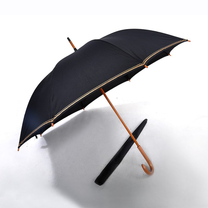 Real Wooden Shaft and Handle Extra Long Umbrella